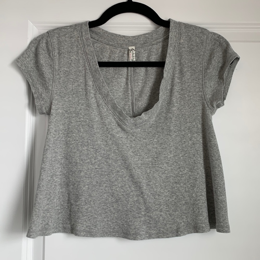 Free People Gray Short Sleeve Tee